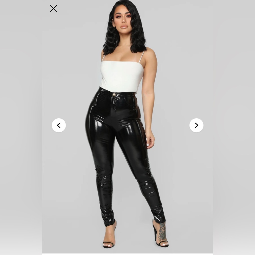 Vinyl stretch patent pants